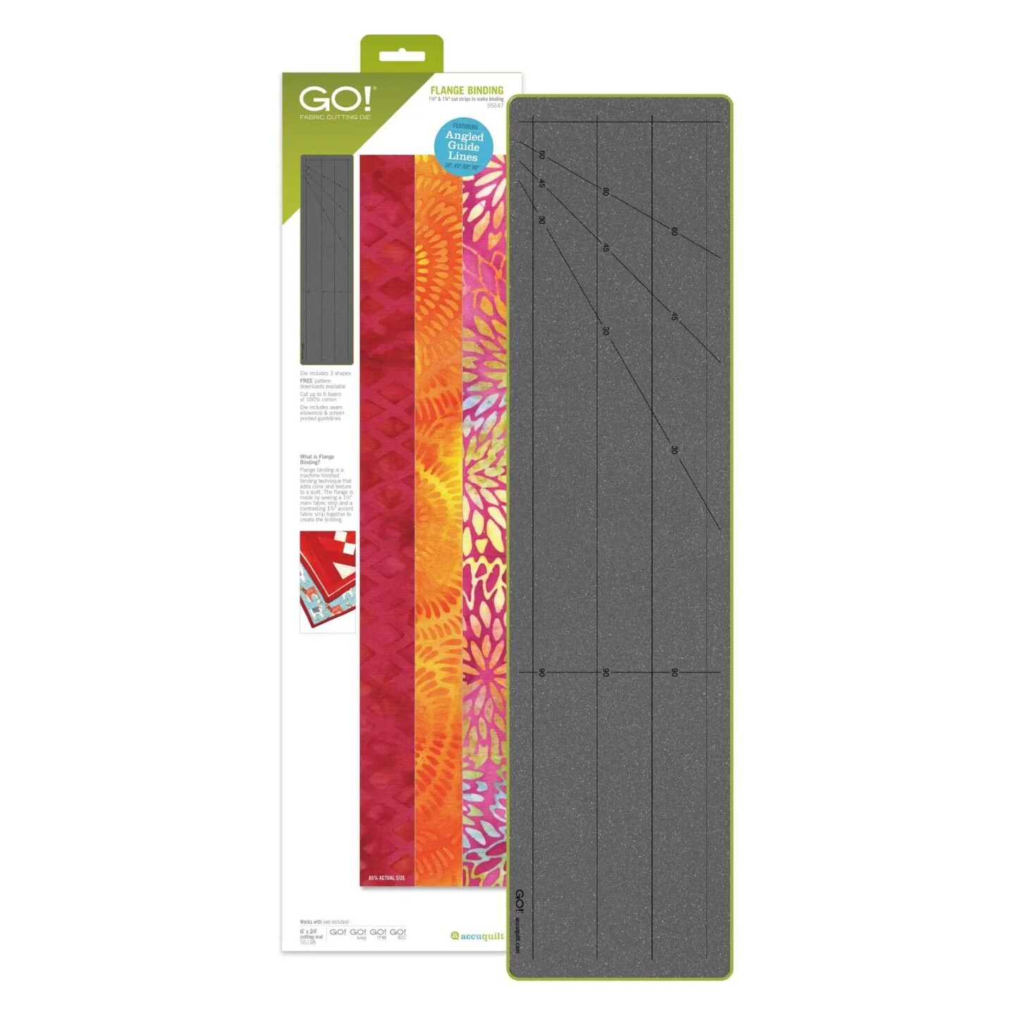 AccuQuilt GO! Flange Binding Die – Fabric Cutting Die for Quilting Binding Strips (6" x 24")