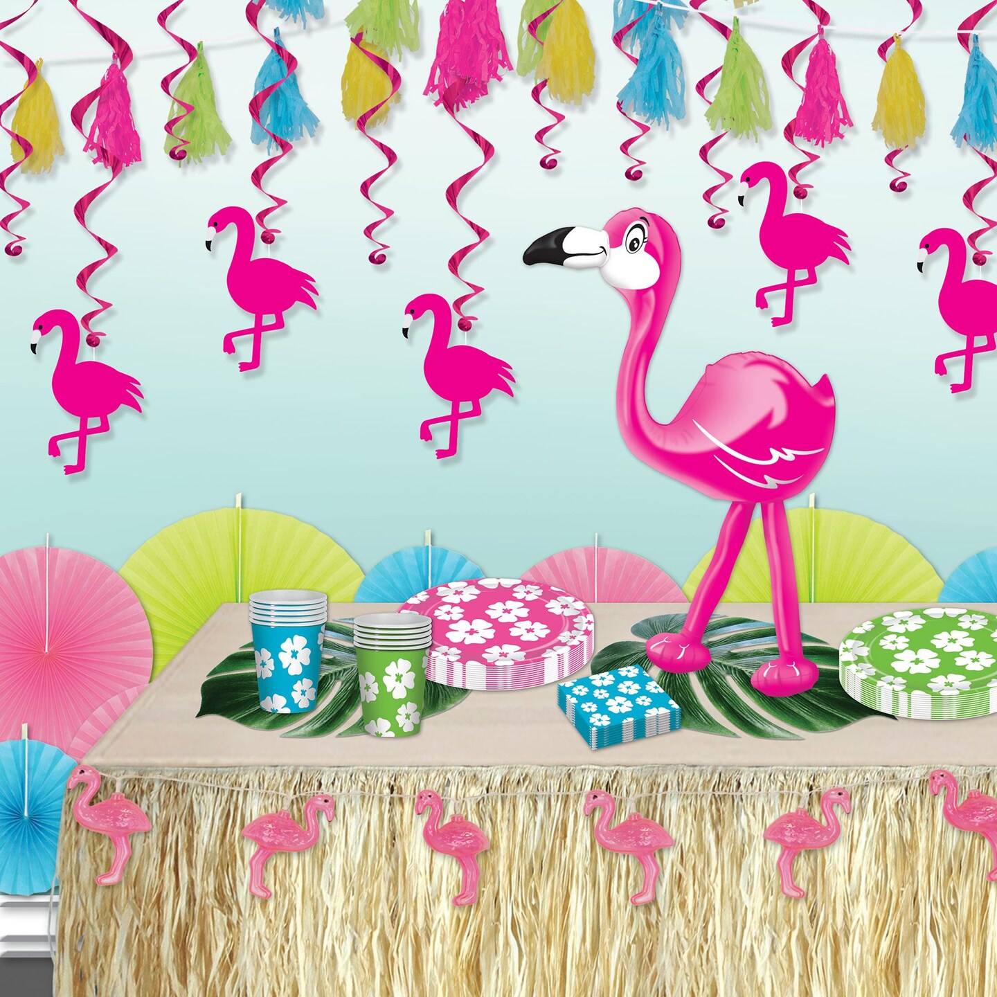6 Pack Beistle Luau Party Inflatable Flamingo