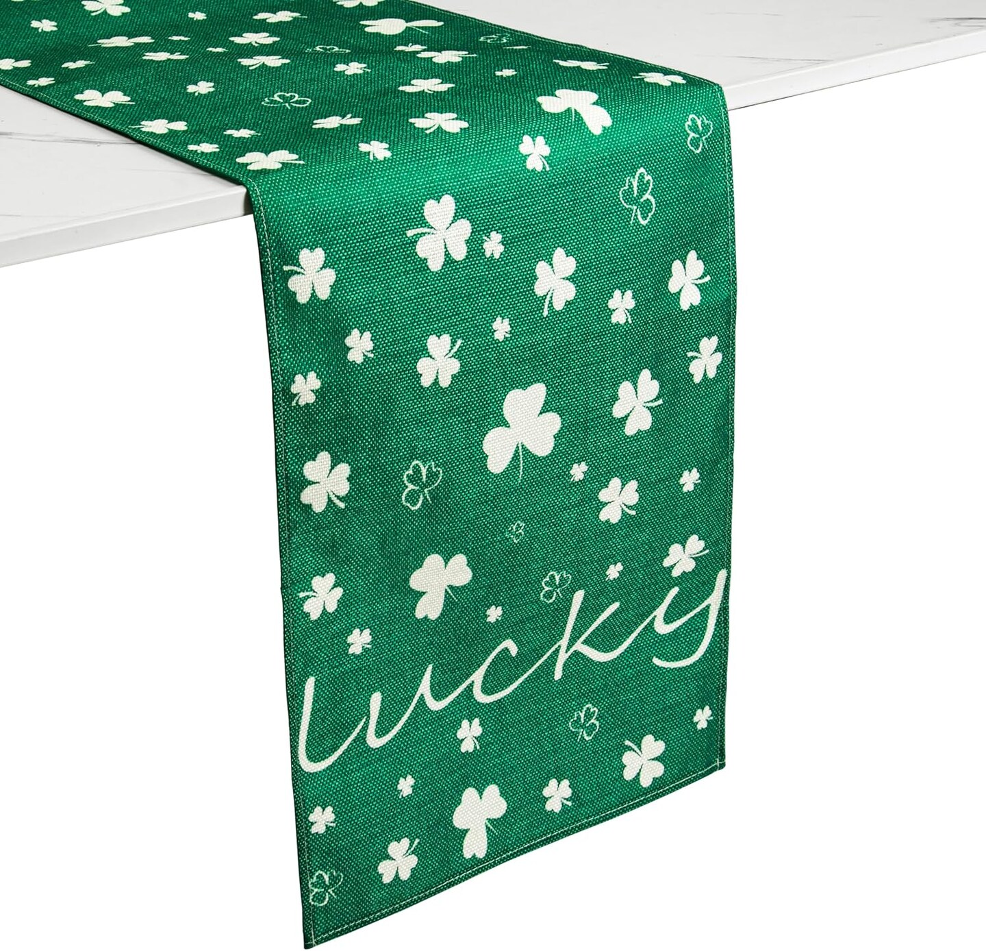 St Patrick&#x27;s Day Table Runner,Green Shamrock,Indoor Home Party Seasonal Kitchen