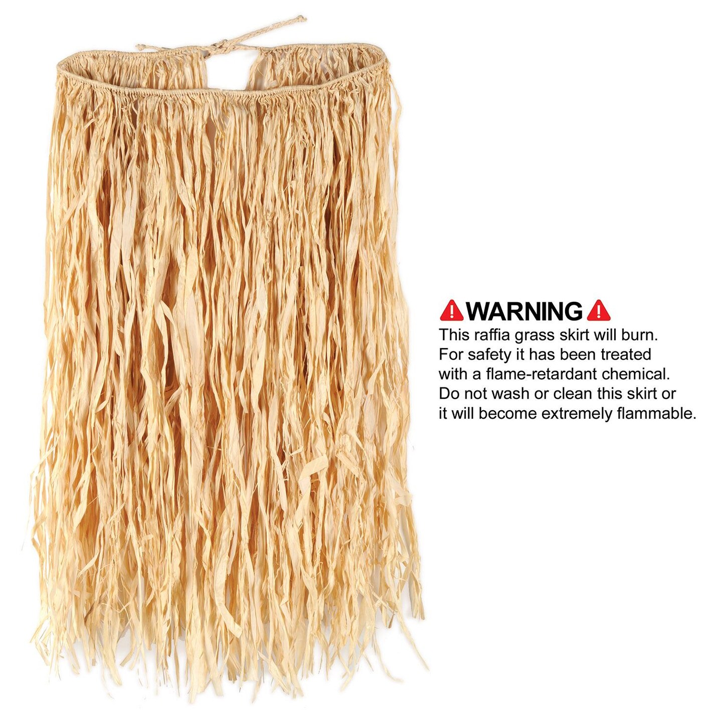 12 Pack Bulk Luau Party Adult Raffia Hula Skirt - Natural (32"W x 30"L)