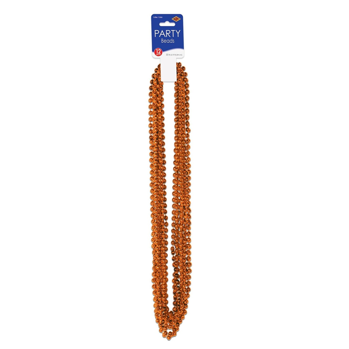 144 Pack Beistle Party Bead Necklaces - Small Round orange