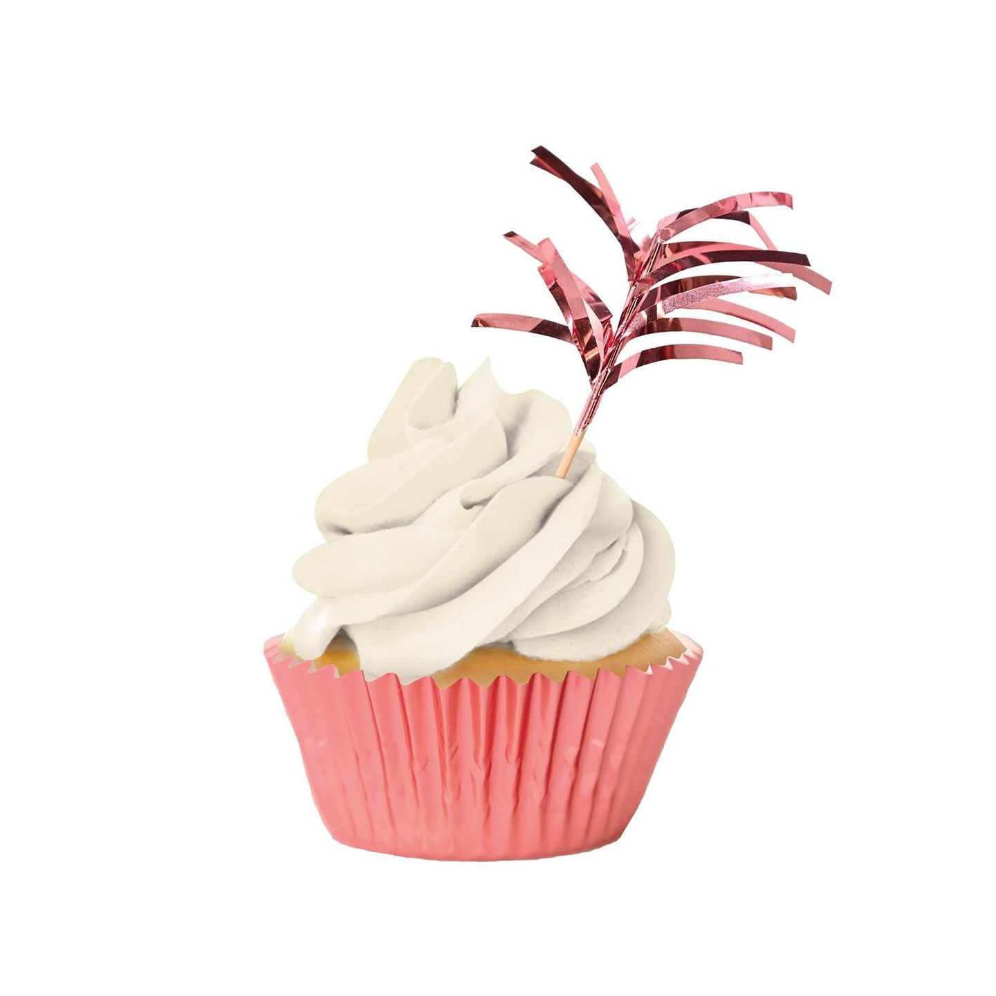 144 Pack Bulk Metallic Party Cupcake Liners & Picks - Rose Gold