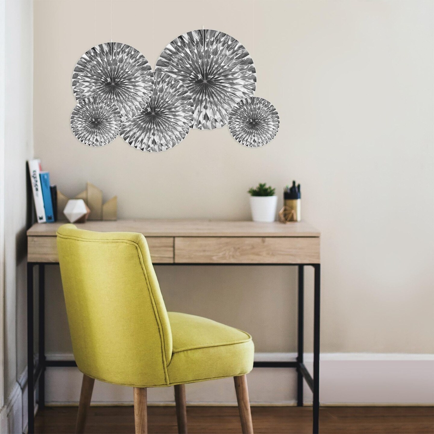 30 Pack Beistle Metallic Party Fans - Silver