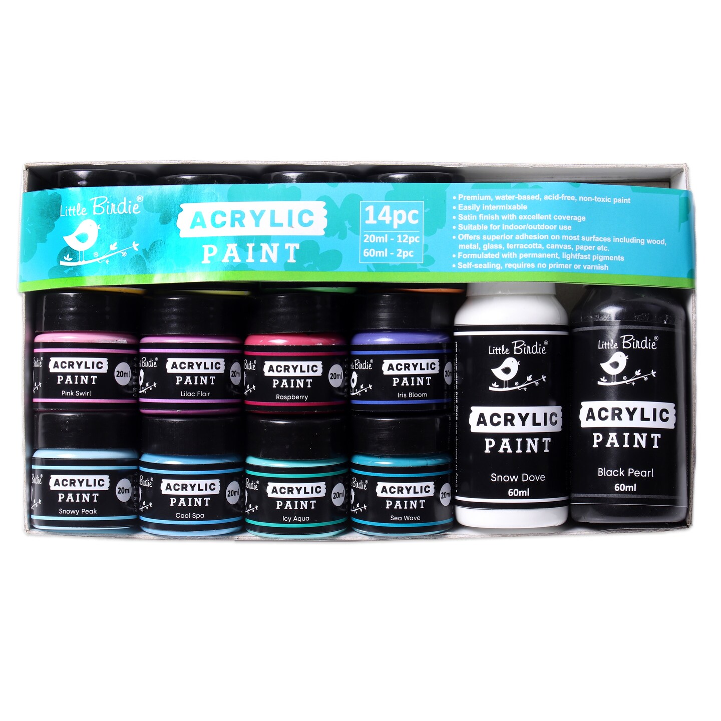 Little Birdie Multi-Surface Acrylic Paint-14 Pack