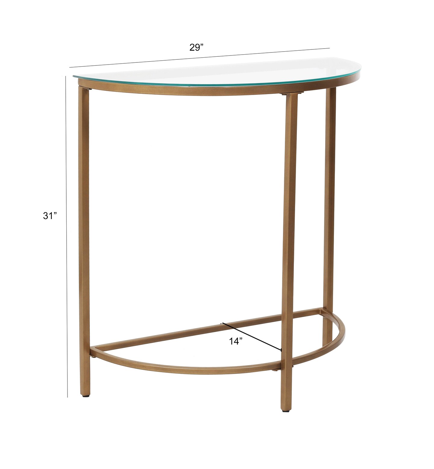 D-Shaped Console Table with Glass Top and Golden Base | Elegant &#x26; Modern Entryway Table | Sturdy Metal Frame | Space-Saving Design | Perfect for Living Room, Hallway, Office &#x26; Home D&#xE9;cor