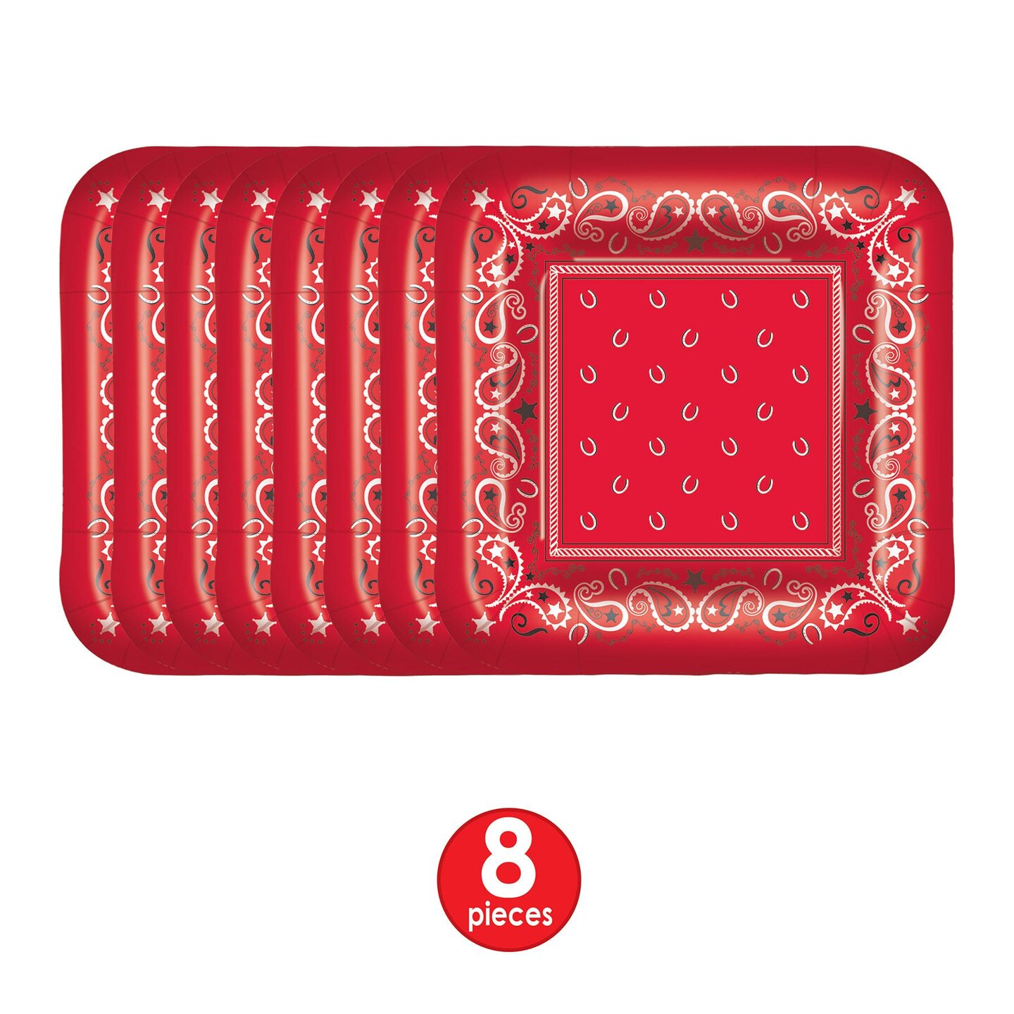 96 Pack Beistle Bandana Party Paper Plates 7 inch