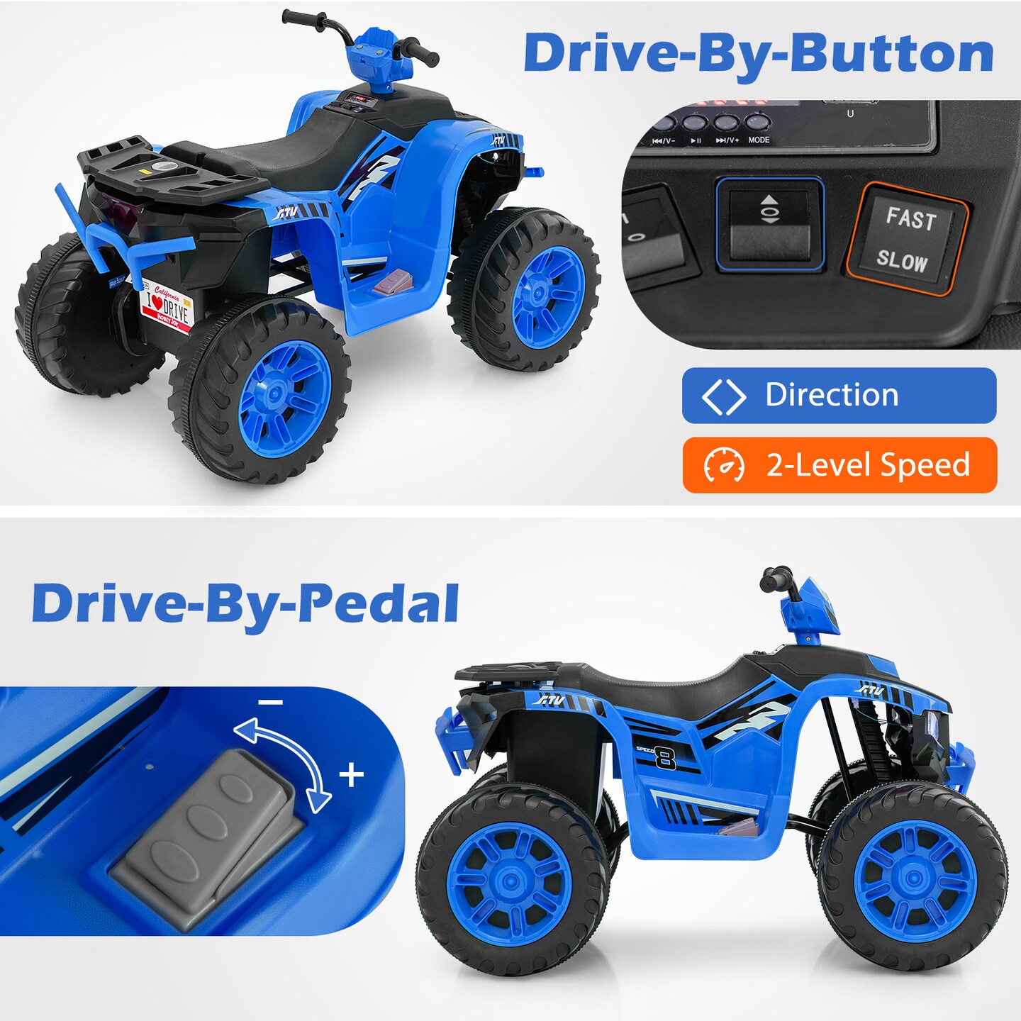 Red 24V Electric Ride-On ATV for Kids with Wireless Connection, 3-8 Years Old