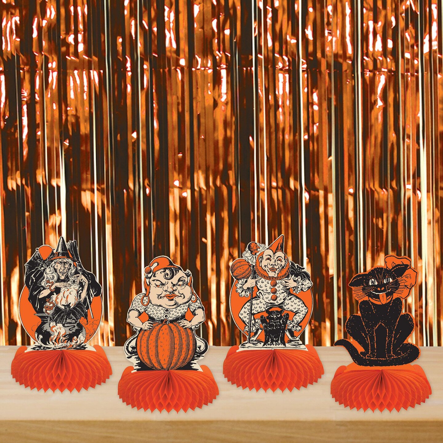 6 Pack Beistle 1-Ply Gleam &#x27;N Party Curtain - orange