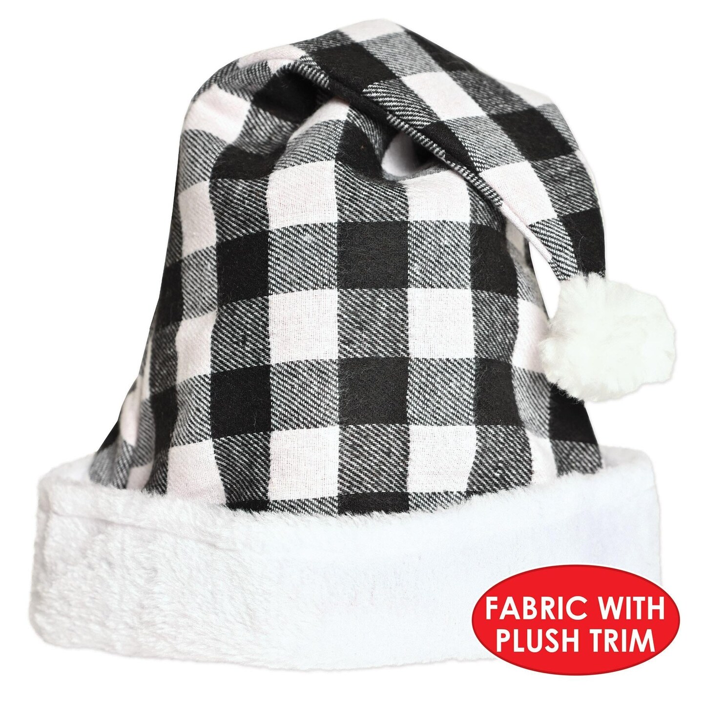 12 Pack Beistle Christmas Plaid Santa Hat - Black &#x26; White