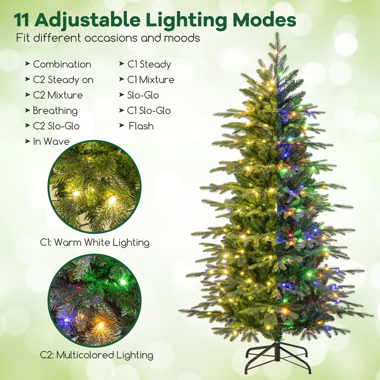 Pre-Lit Artificial Christmas Tree with Warm White LED Lights