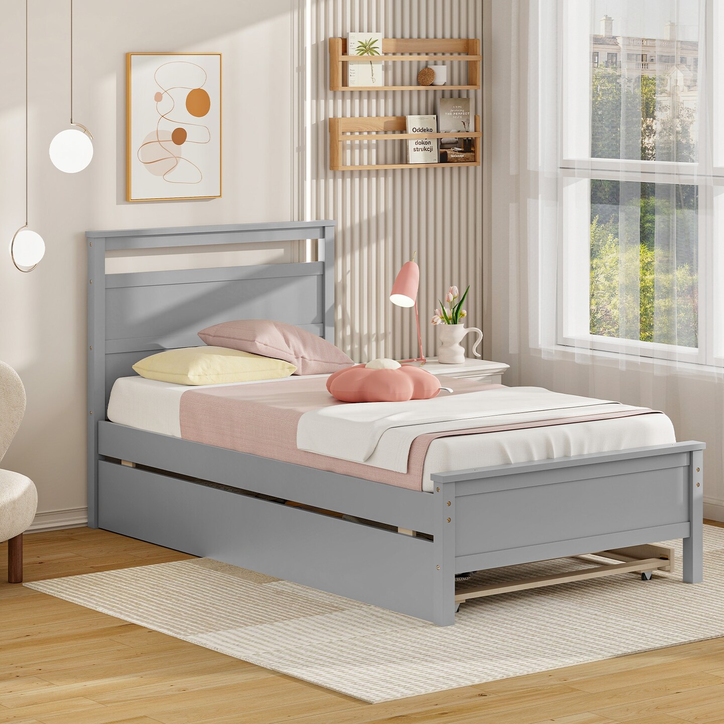 Wooden Twin Bed Frame with Storage Drawers Chic Headboard and Footboard