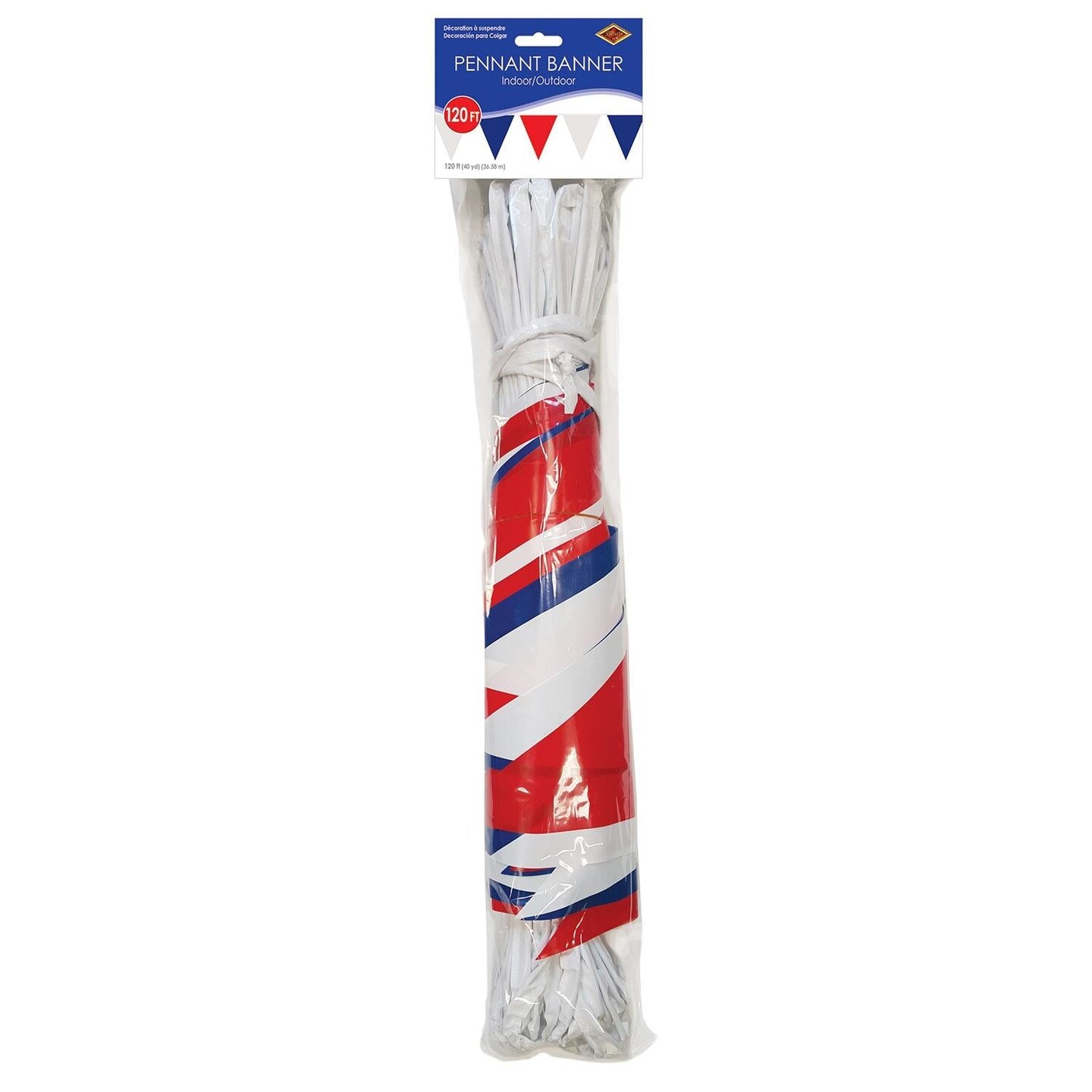 12 Pack Beistle 120 ft.- Red - White/Blue Party Pennant Banner