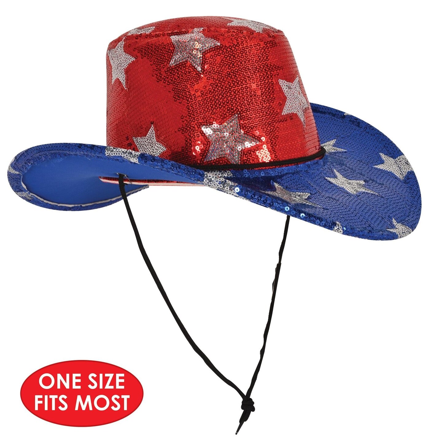 6 Pack Beistle Sequined Patriotic Cowboy Hat