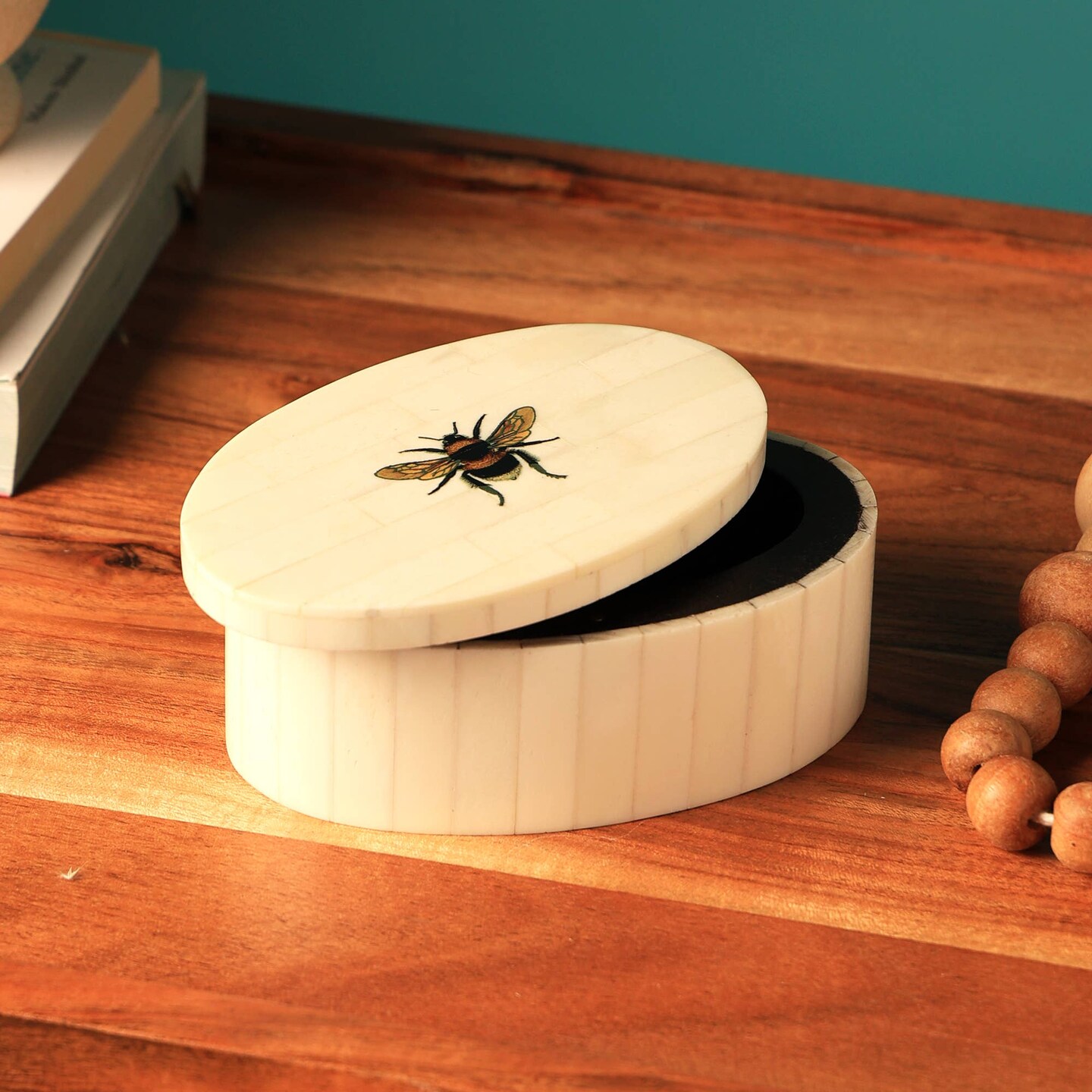 Decorative Storage Box with White Bone Material - 3.25&#x22;X 5&#x22; X 2&#x22;