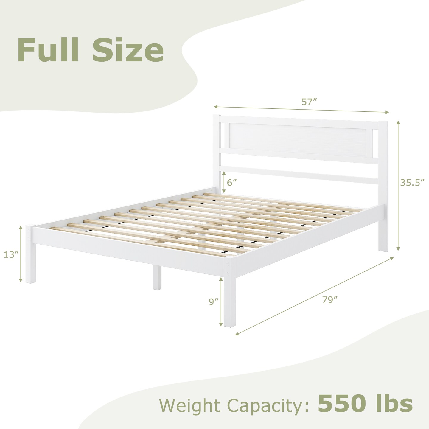 Platform Bed Frame with Headboard and Wooden Slats Support Perfect for Dorms