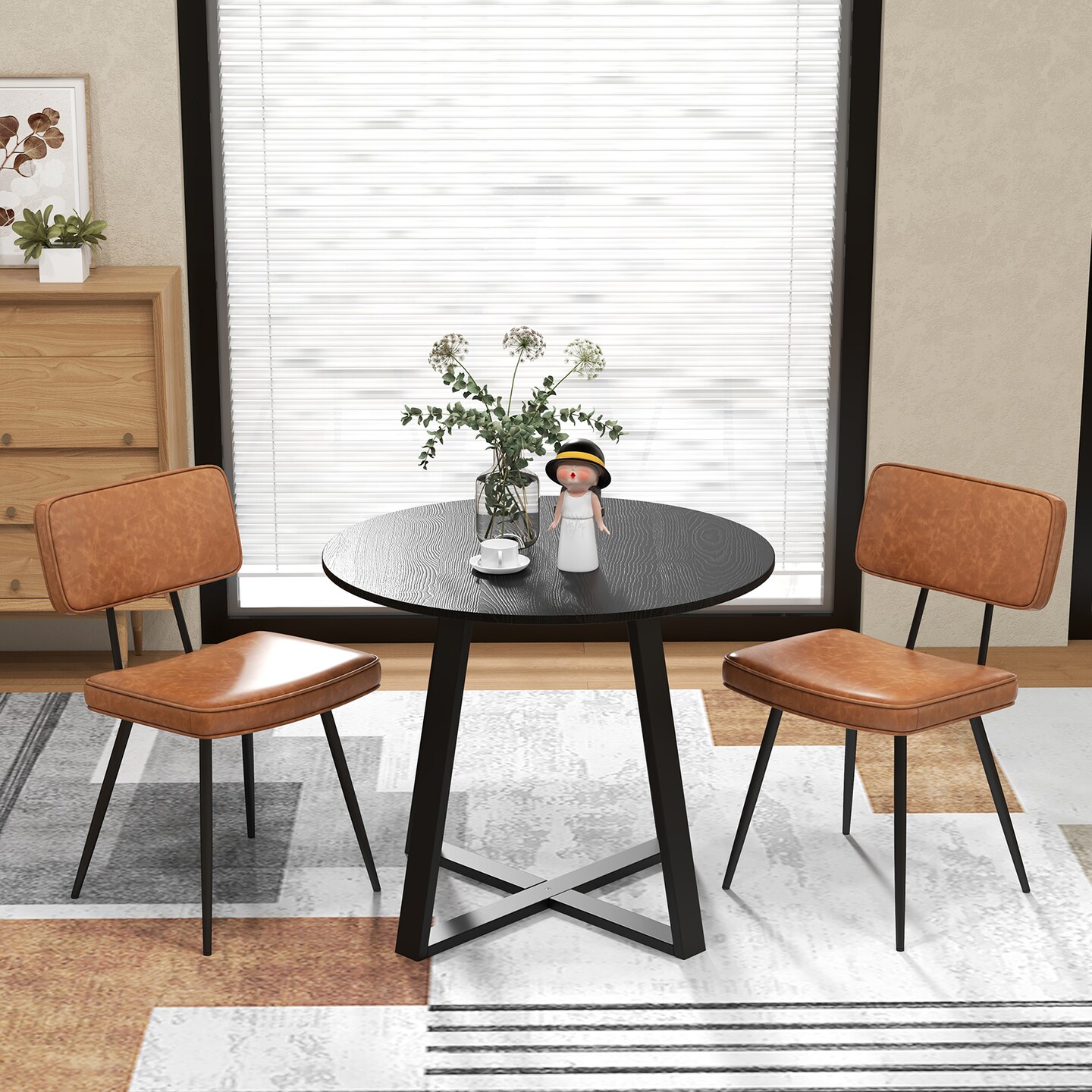 Set of 2 Dining Chairs with Padded Backrest and Seat Comfortable and Stylish Seating