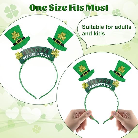 9PCS St Patricks Day Headband,St.Patrick'S Day Green Shamrock Clover Headband for Women Girls Hair Accessories Headwear