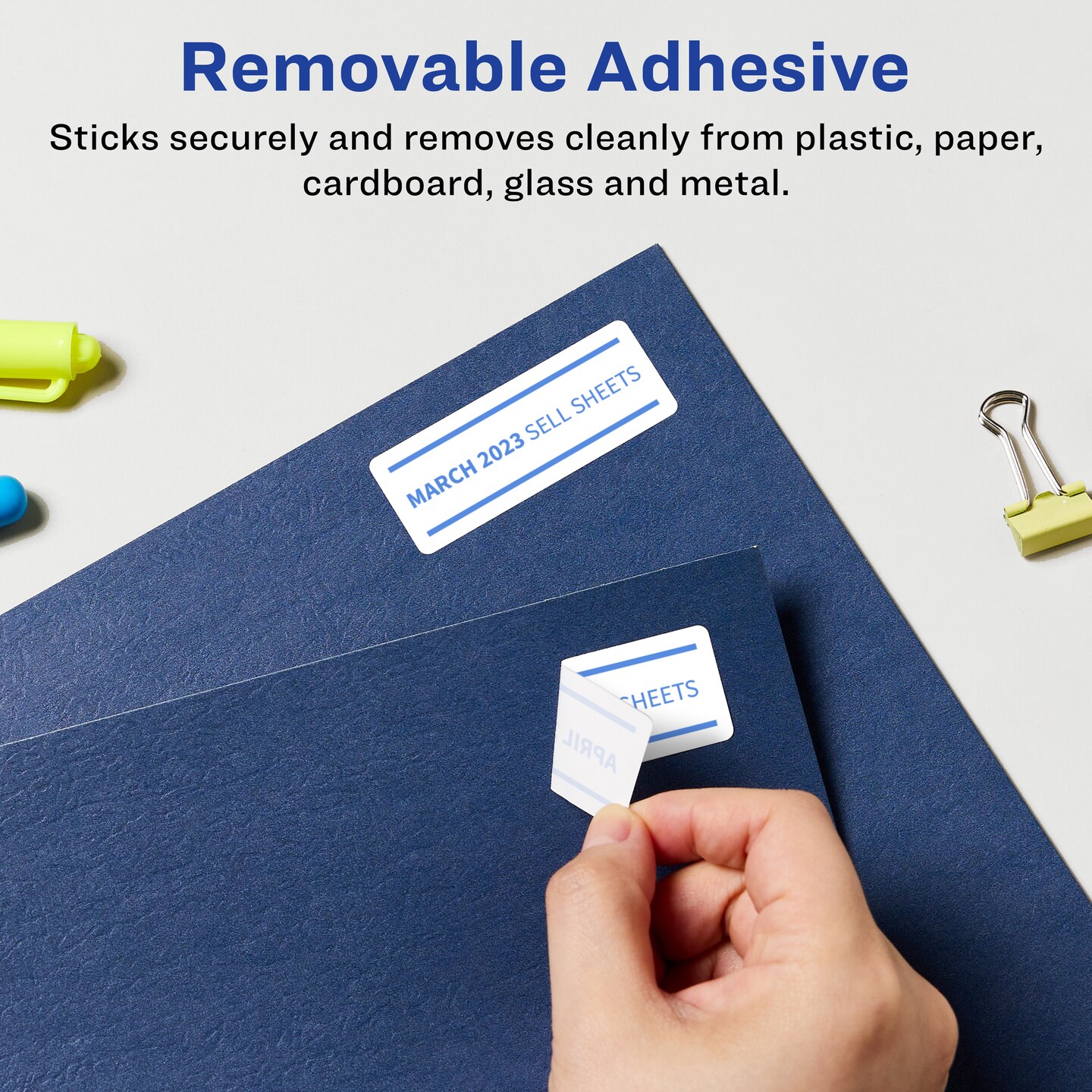 Avery Matte White Removable Rectangle Labels with Sure Feed Technology, 1" x 2.5"
