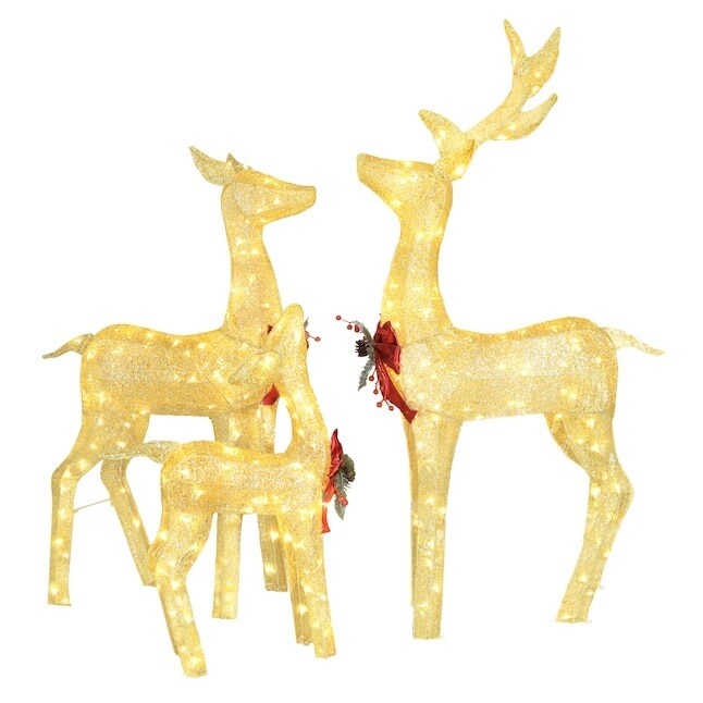 53.3-in Freestanding Reindeer Yard Decoration with Clear LED Lights