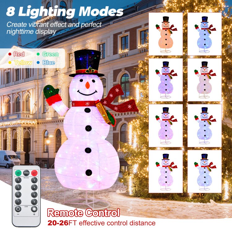6ft Lighted Christmas Snowman White LED Holiday Decor Red Hat Scarf Indoor Outdoor