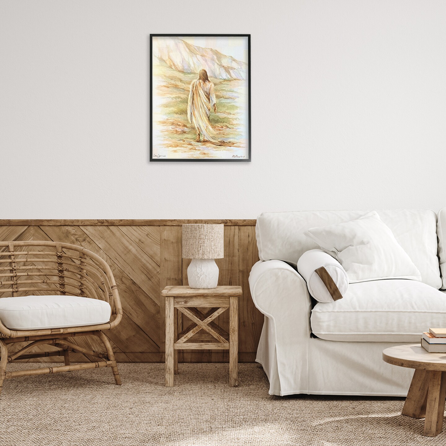 Stupell Industries Forty Days Jesus Walking Framed Giclee By Linda Sperruzzi