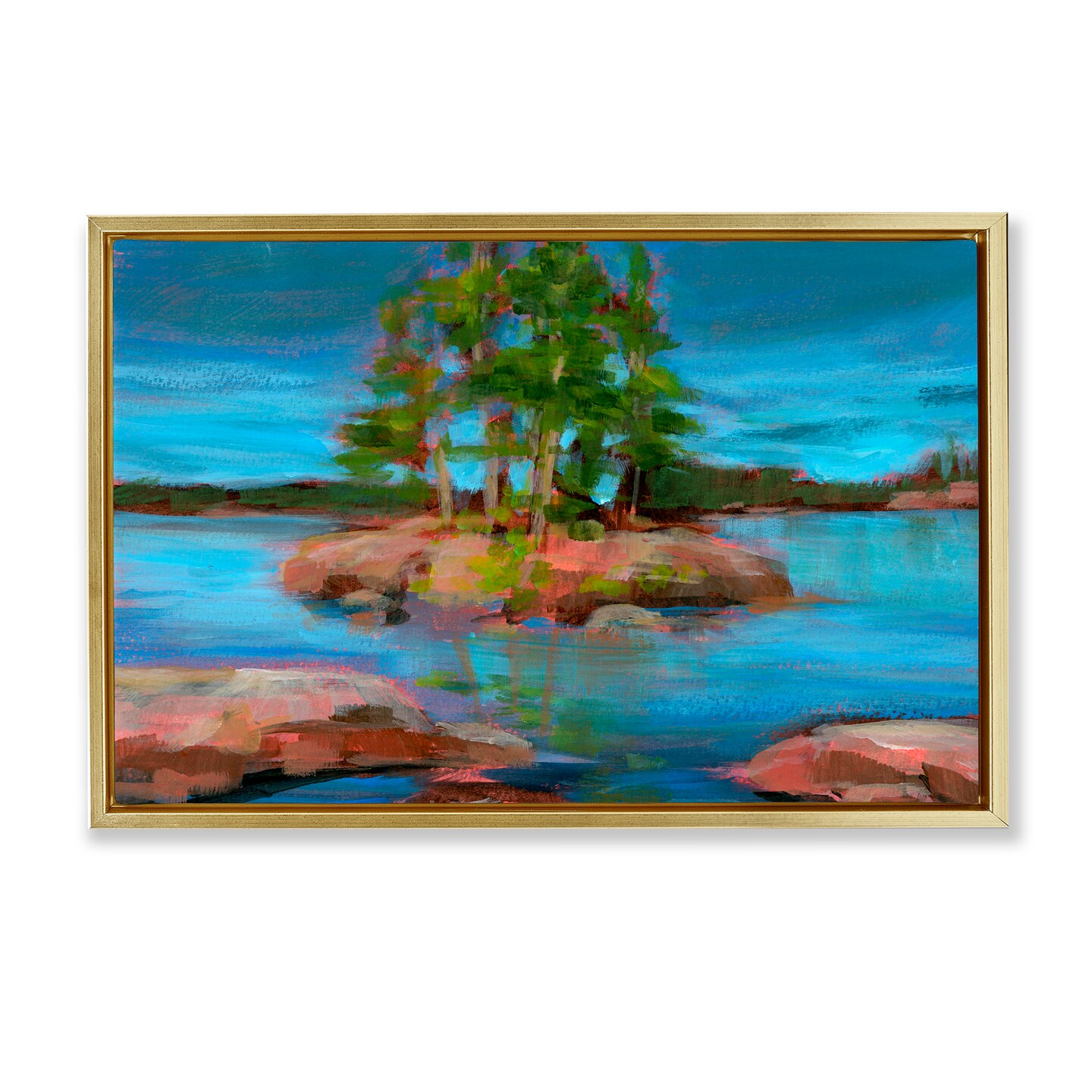 Stupell Industries Abstract Lake Island Landscape Floating Frame By Kristy Andrews