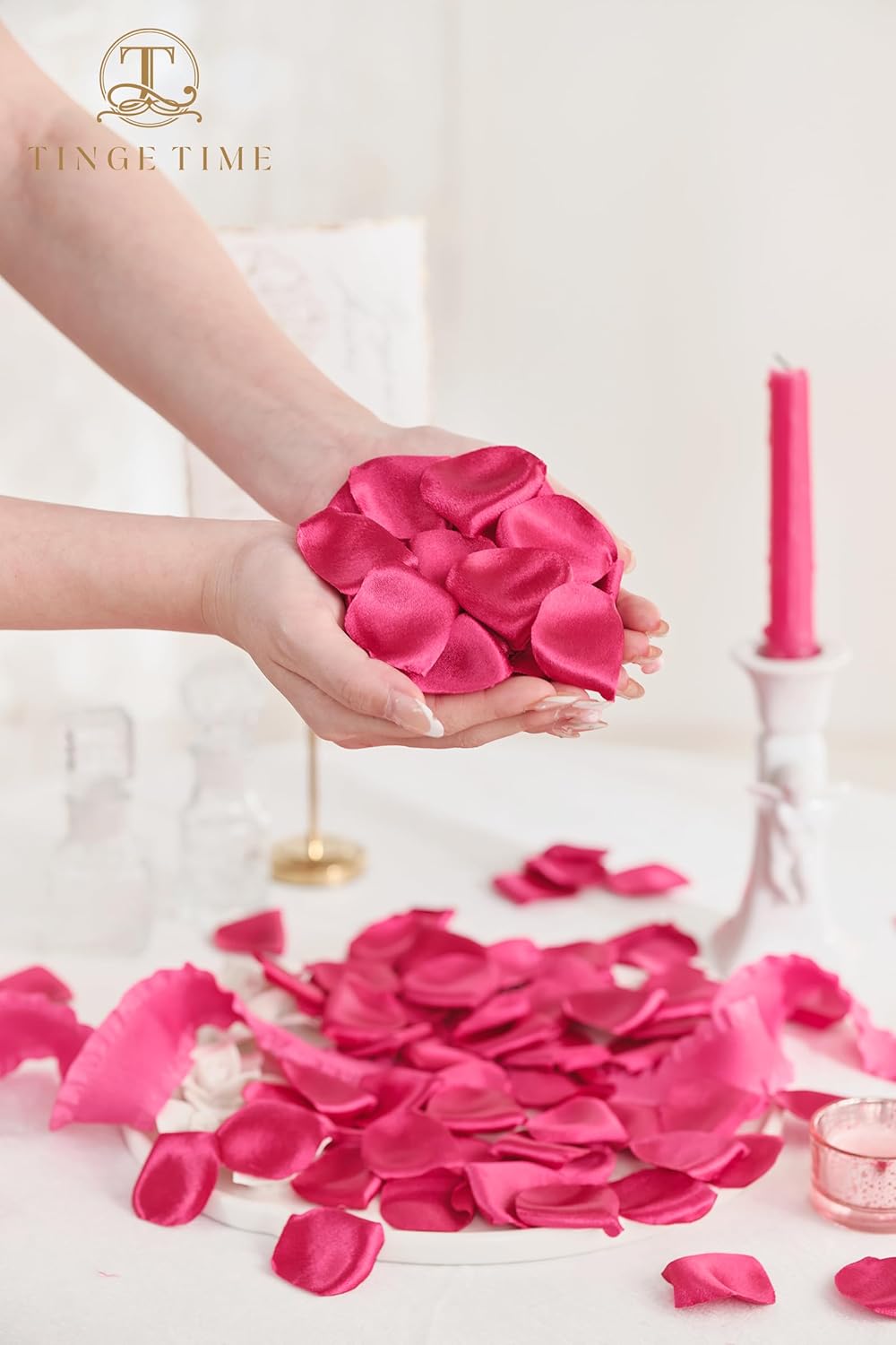 300pcs Silk Rose Petals Hot Pink Heart Flower Petals