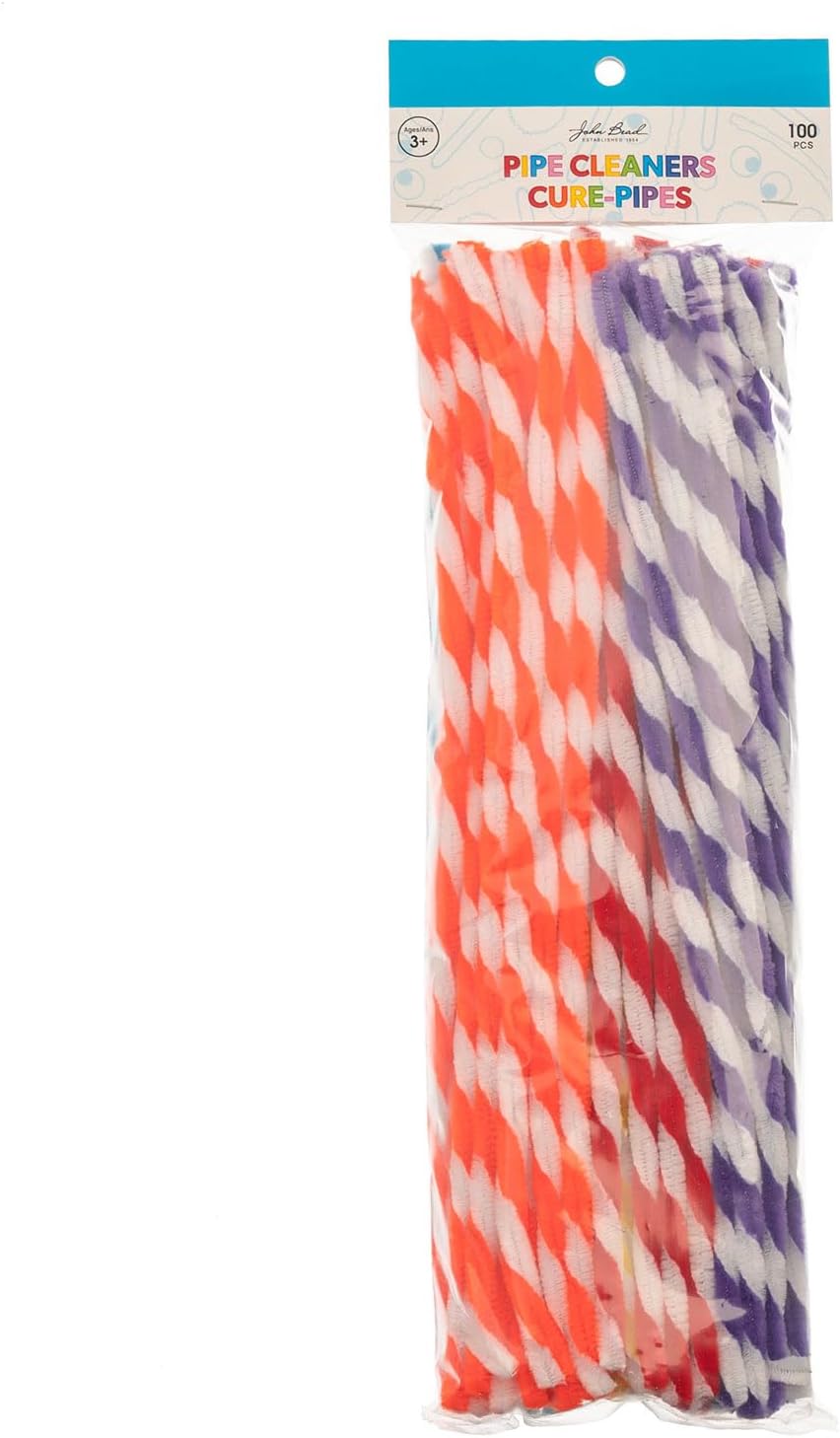 John Bead 12in x 6mm Mixed Chenille Pipe Cleaners, 100pcs