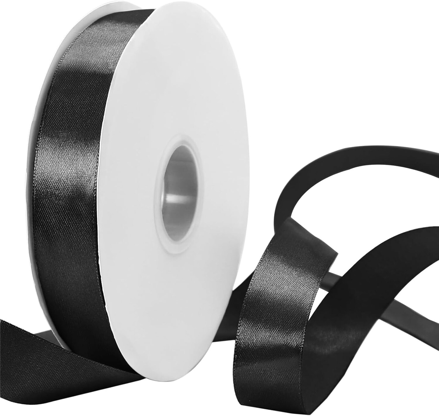 100 Yards 1 Inch Black Satin Ribbon, Solid Fabric Ribbon Roll