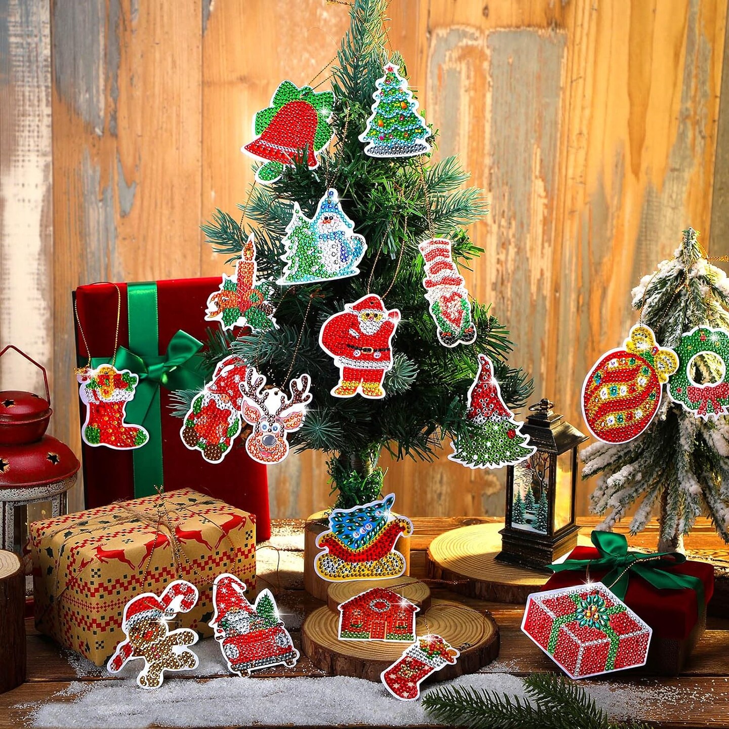 64 Pcs Christmas Diamond Art Painting Ornaments Kits
