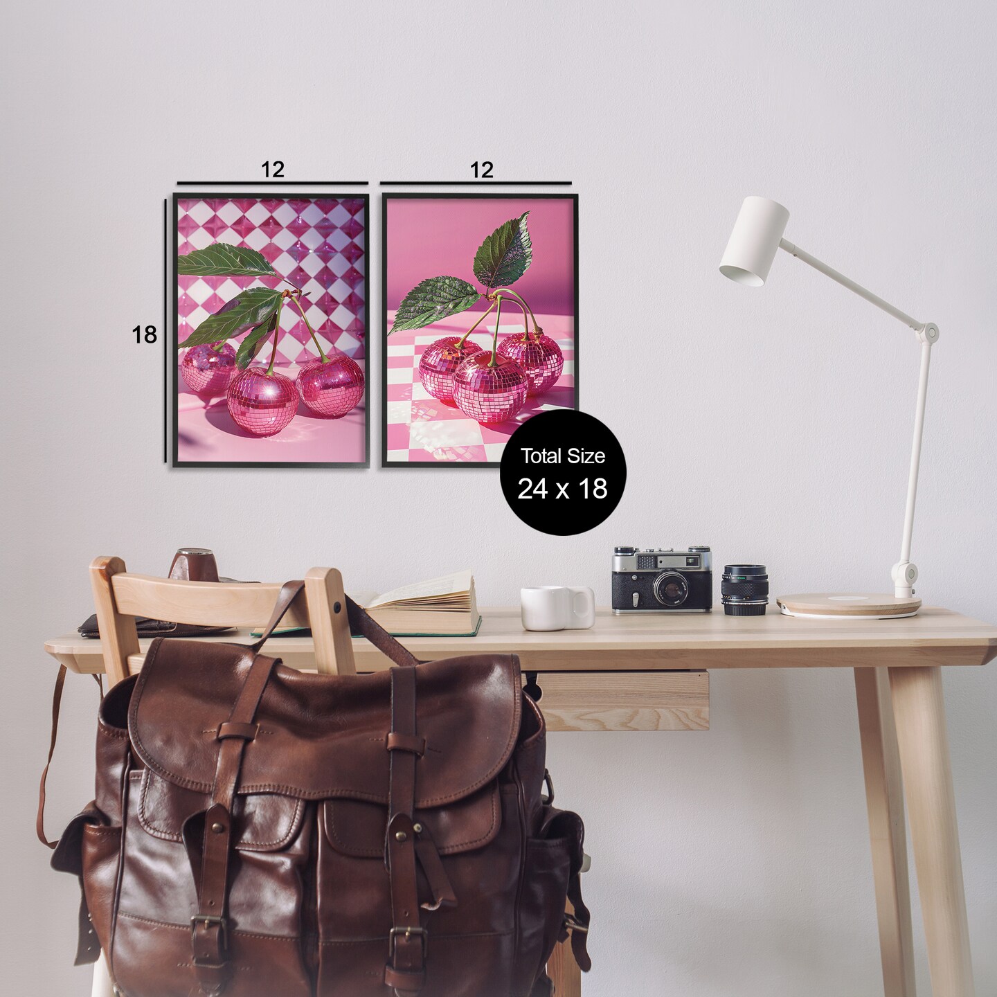 Stupell Industries Retro Glam Checkerboard Cherries 2pc Framed Giclee Set By LSR Creative Studio