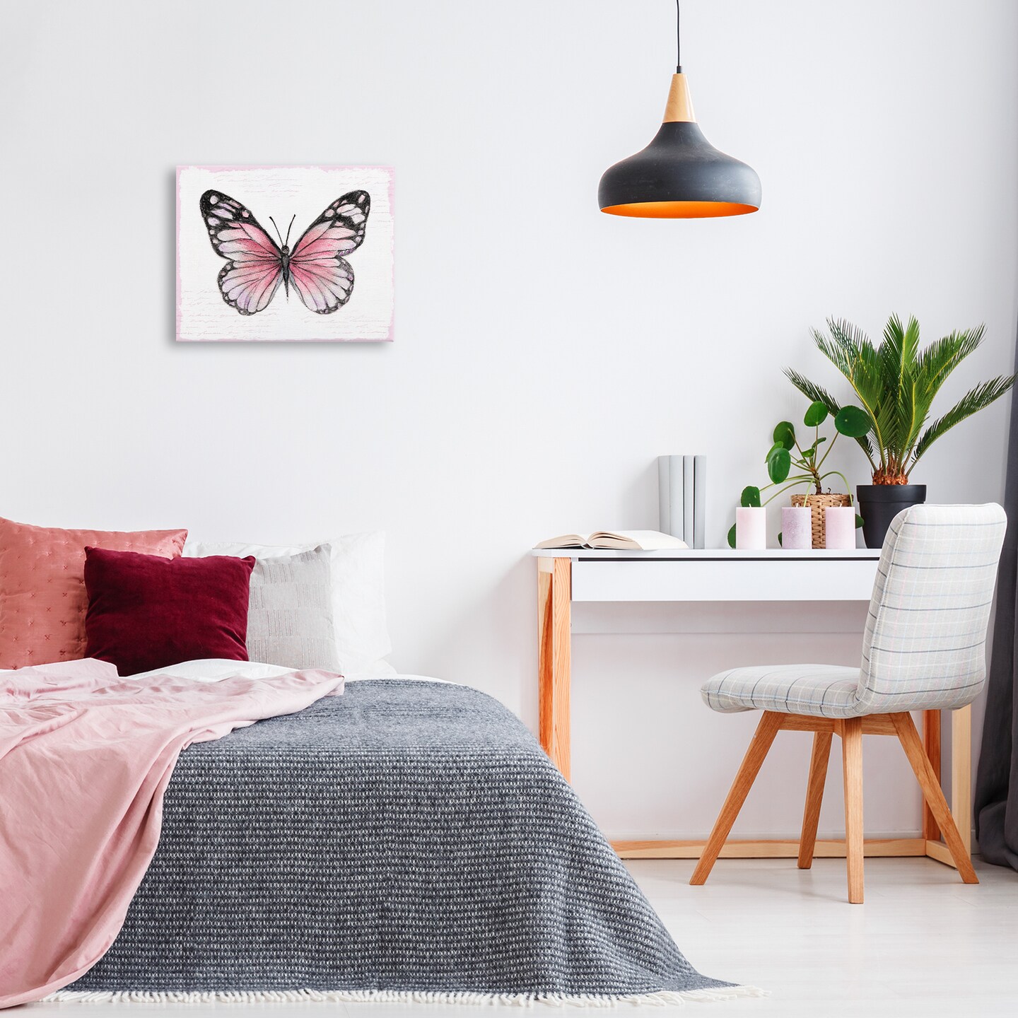 Stupell Industries Pink Monarch Butterfly Canvas By Janet Tava