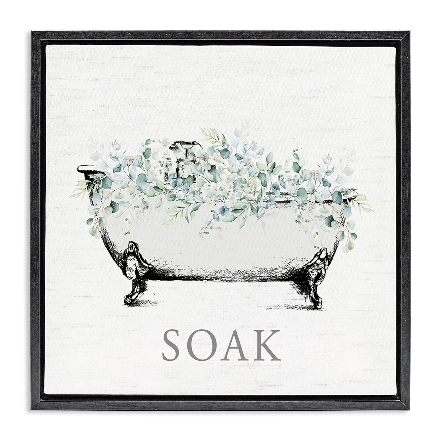 Stupell Industries Bathroom Tub with Eucalyptus Floating Frame By Lettered and Lined