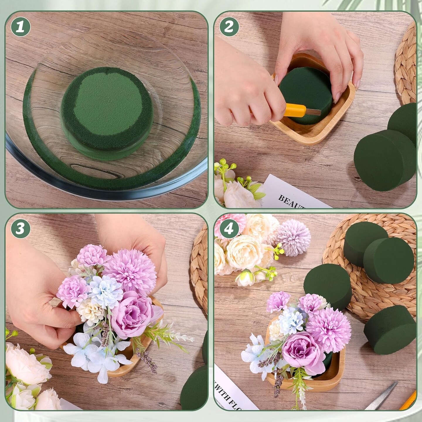36 Packs Round Floral Foam Blocks Green