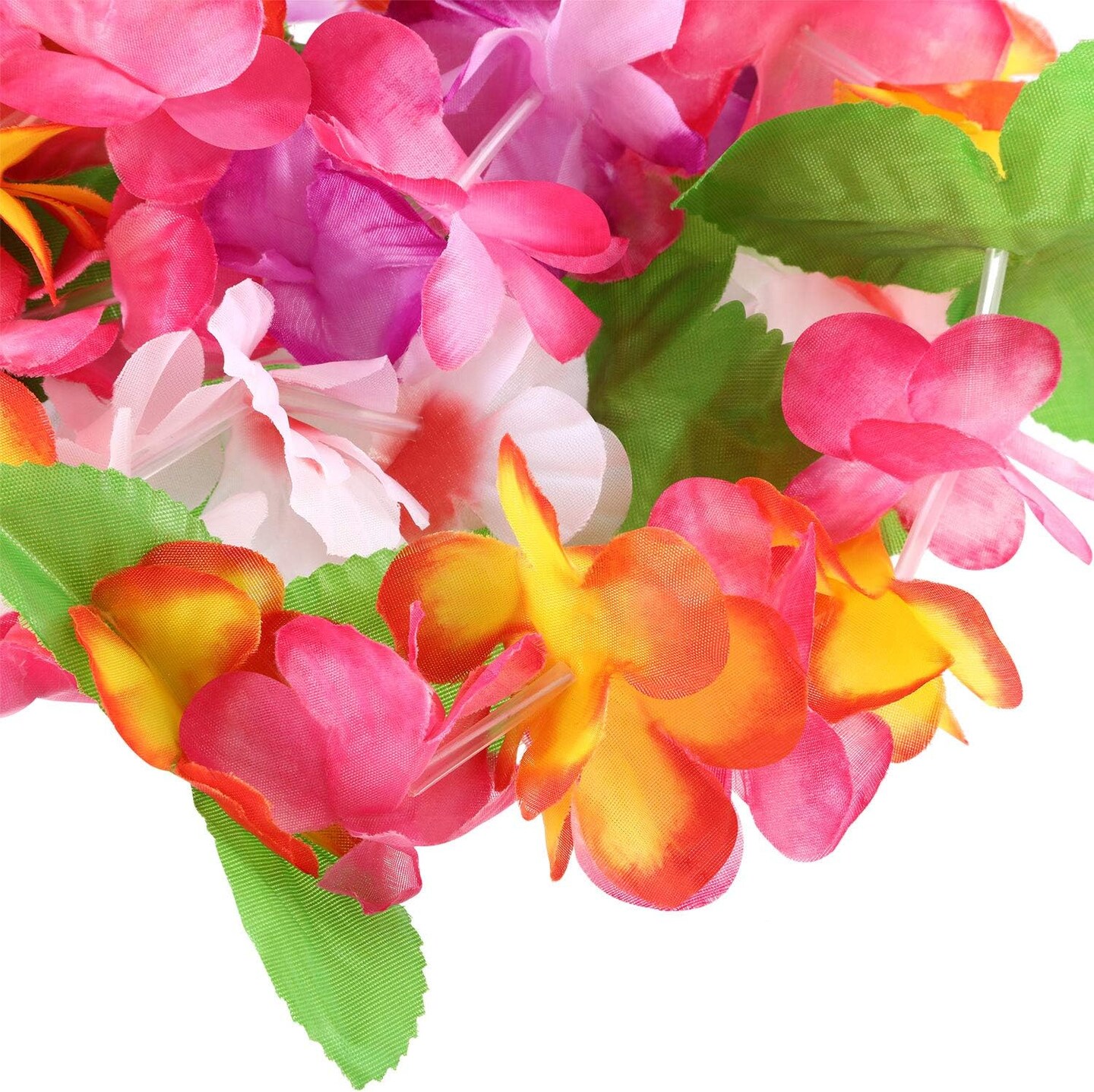 30 Pieces Colorful Tropical Hawaiian Leis Headband Elastic Ruffled Flowers Headpiece for Luau Party Supplies