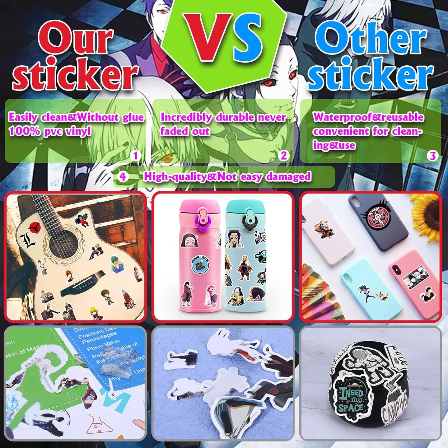 600Pcs Mixed with Classic Anime Theme Sticker Pack