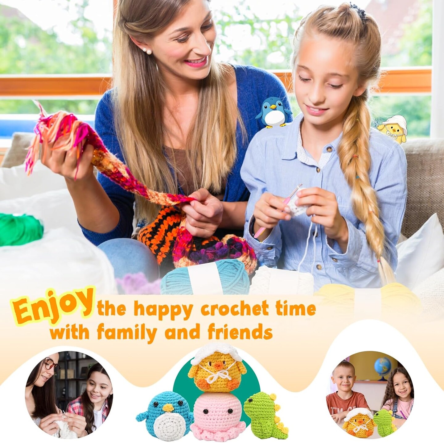 Crochet Kits for Beginners - 4 Cute Patterns with Extra Yarn