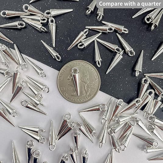 Skull Charms Silver Plated Goth Cone Pendants Bulk for Jewellry Making
