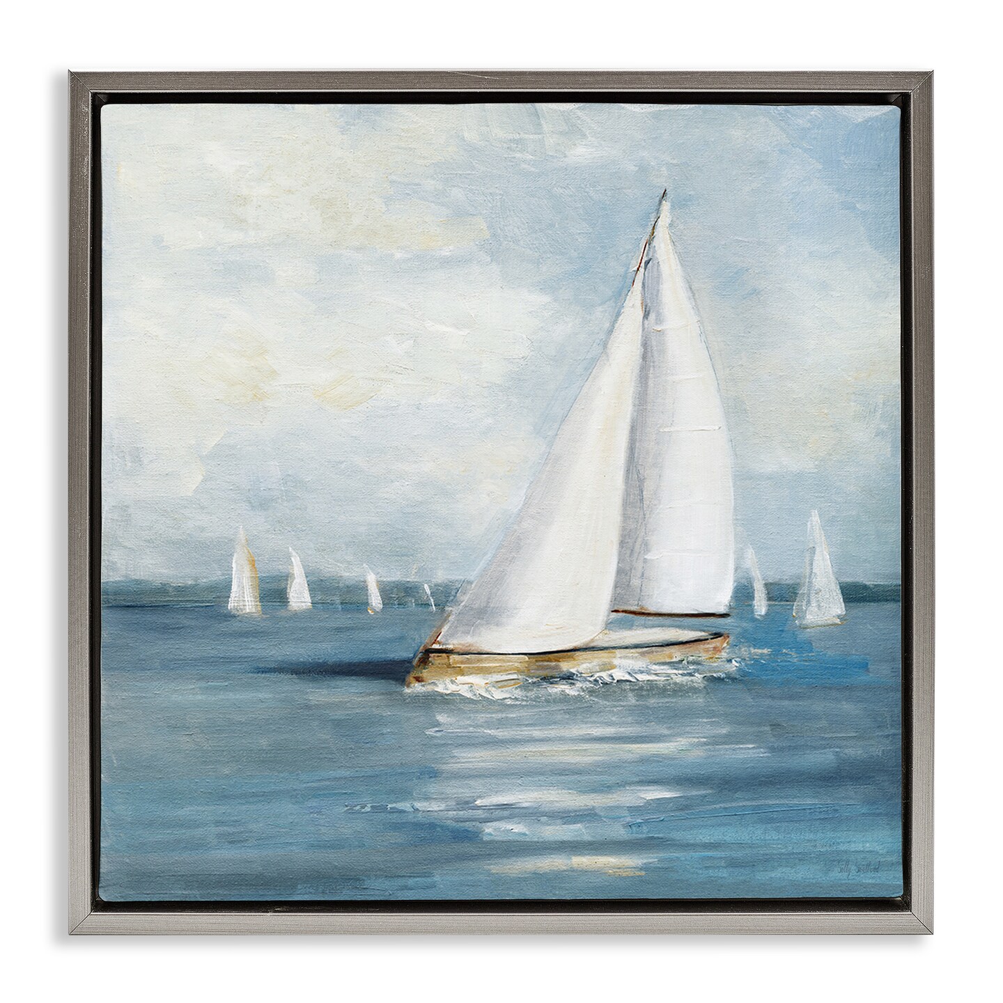 Stupell Industries Swaying Sailboat Vessel Floating Frame By Sally ...