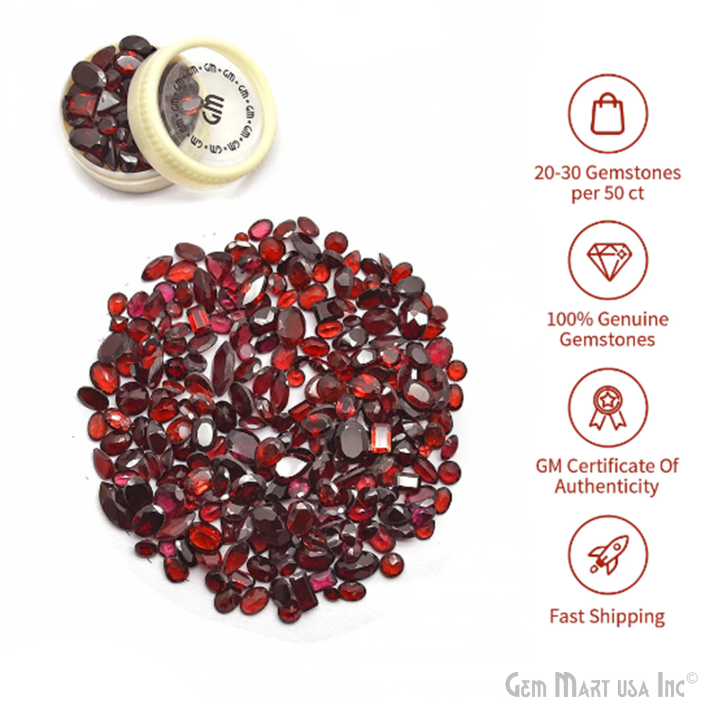 Mixed Gemstone, 100% Natural Faceted Loose Gems, Wholesale Gemstones, 4-8mm GemMartUSA (60001)