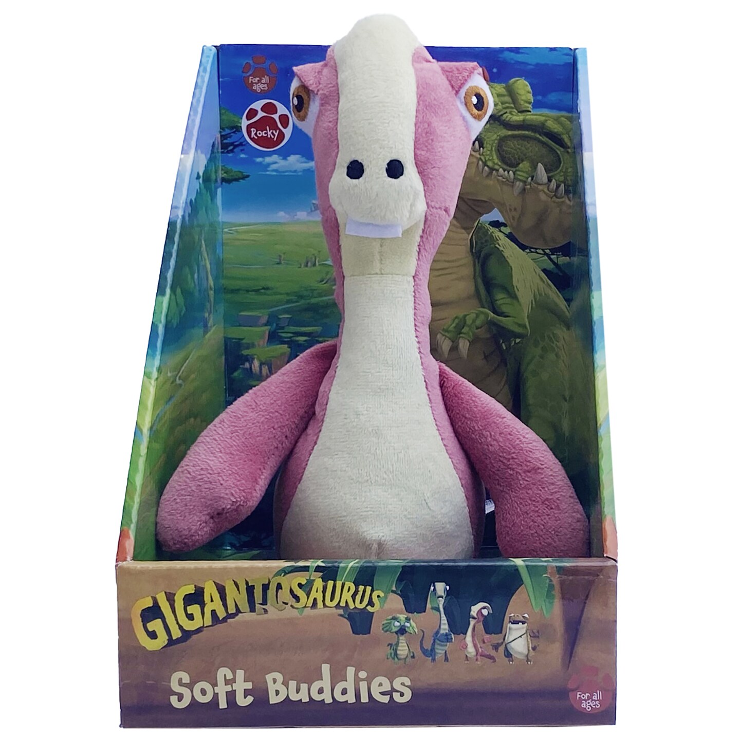 Gigantosaurus: 10&#x22; Dinosaur Soft Plush - Rocky - Pink &#x26; White Huggable Dino, Soft Texture Stuffed Toy, TV Series Character, Toddler &#x26; Kids Ages 1+