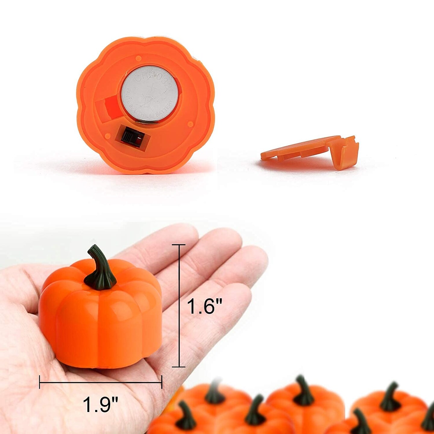 12 Pieces LED Pumpkin Lights, Halloween Pumpkins Battery Operated, Pumpkin Tea Lights, Light Up Jack O&#x2019; Lanterns for Halloween Decoration, Orange