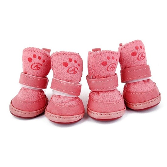 Pet Dog Winter Anti-Skid Comfy Walking Warm Cozy Berber Fleece Shoes Snow Boots