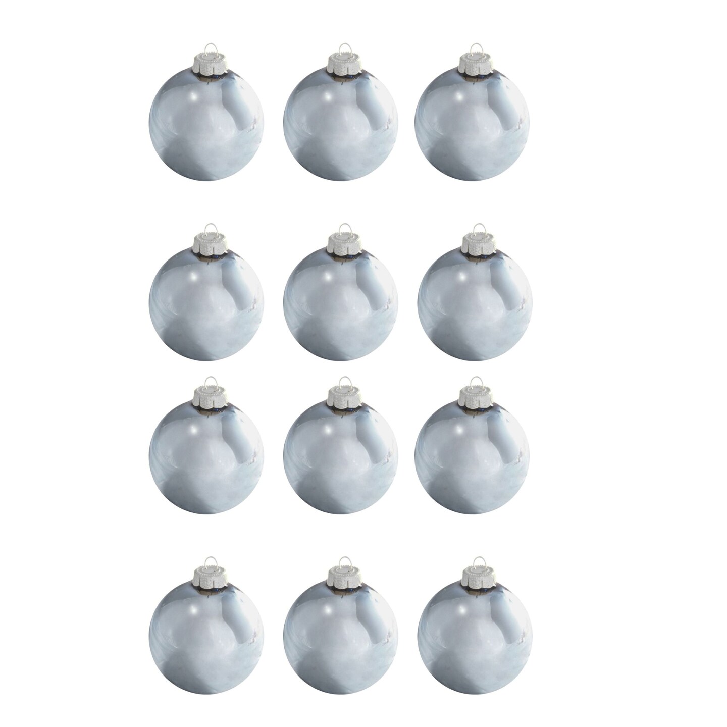 Whitehurst Shiny Finish Glass Christmas Ball Ornaments - 2.75" (70mm) - Sky Blue - 12ct