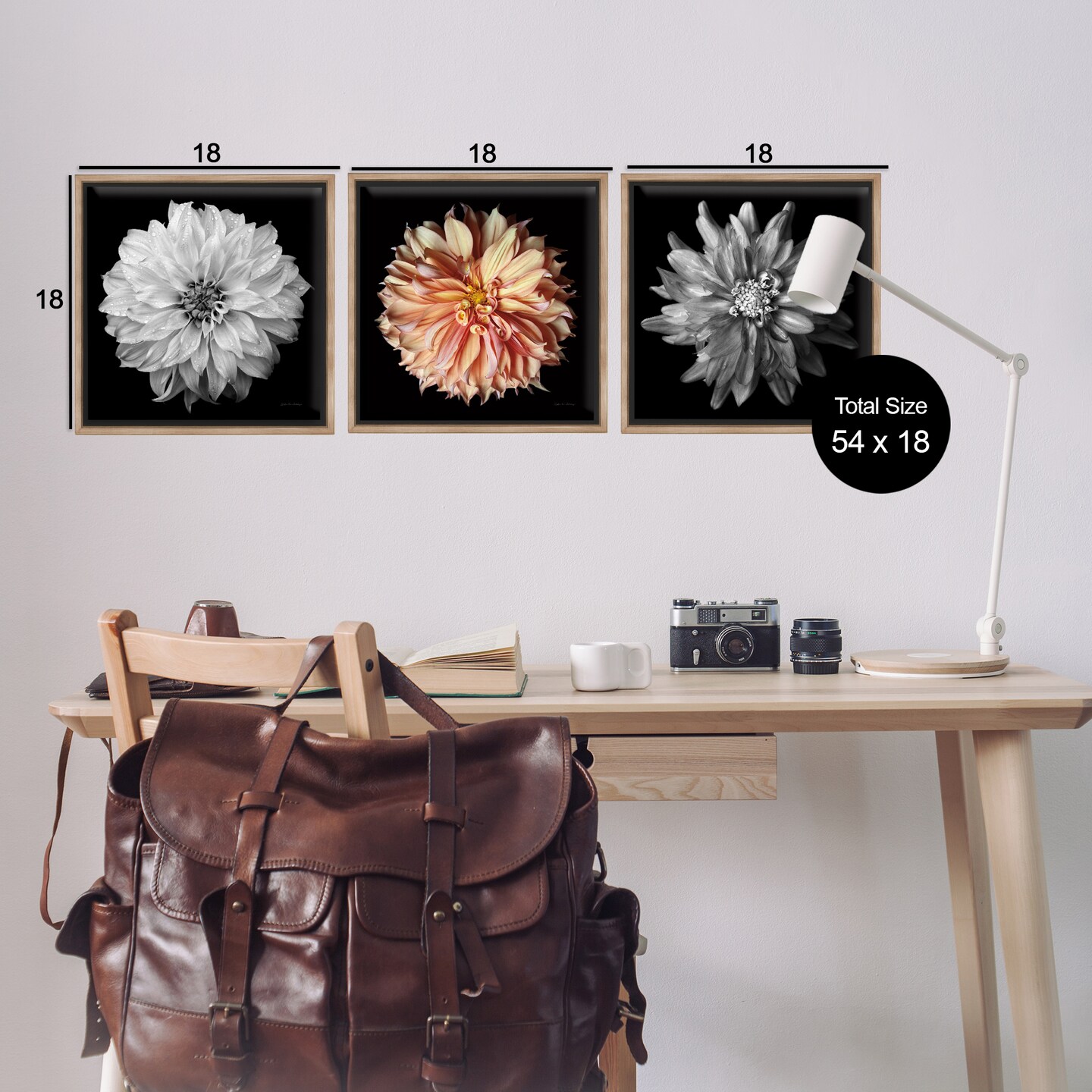 Stupell Industries Detailed Dahlia Photography 3 pc Framed Floater Canvas Wall Art Set Design by Debra Van Swearingen