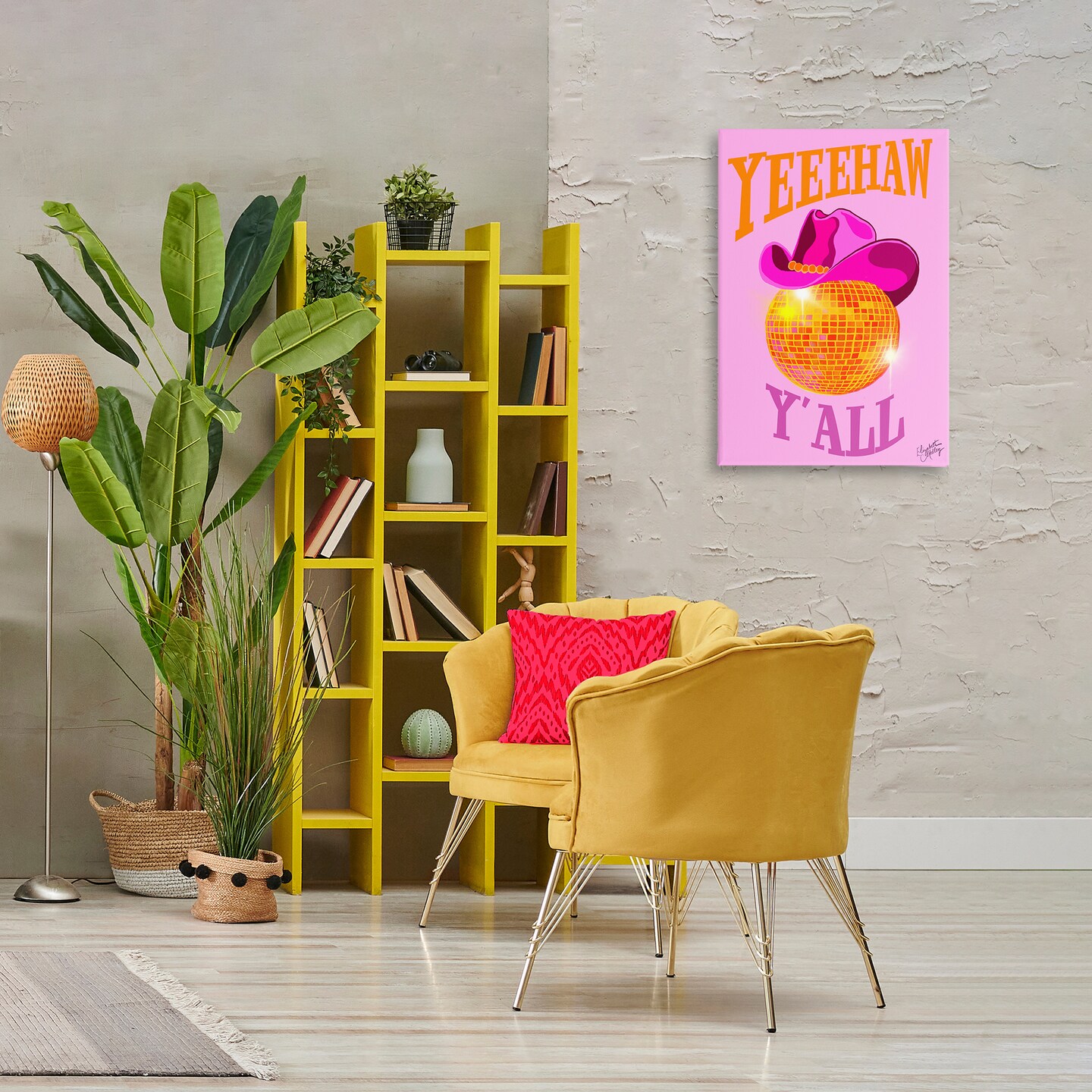 Stupell Industries Yeehaw Y'all Disco Cowboy Canvas Wall Art Design by Elizabeth Medley