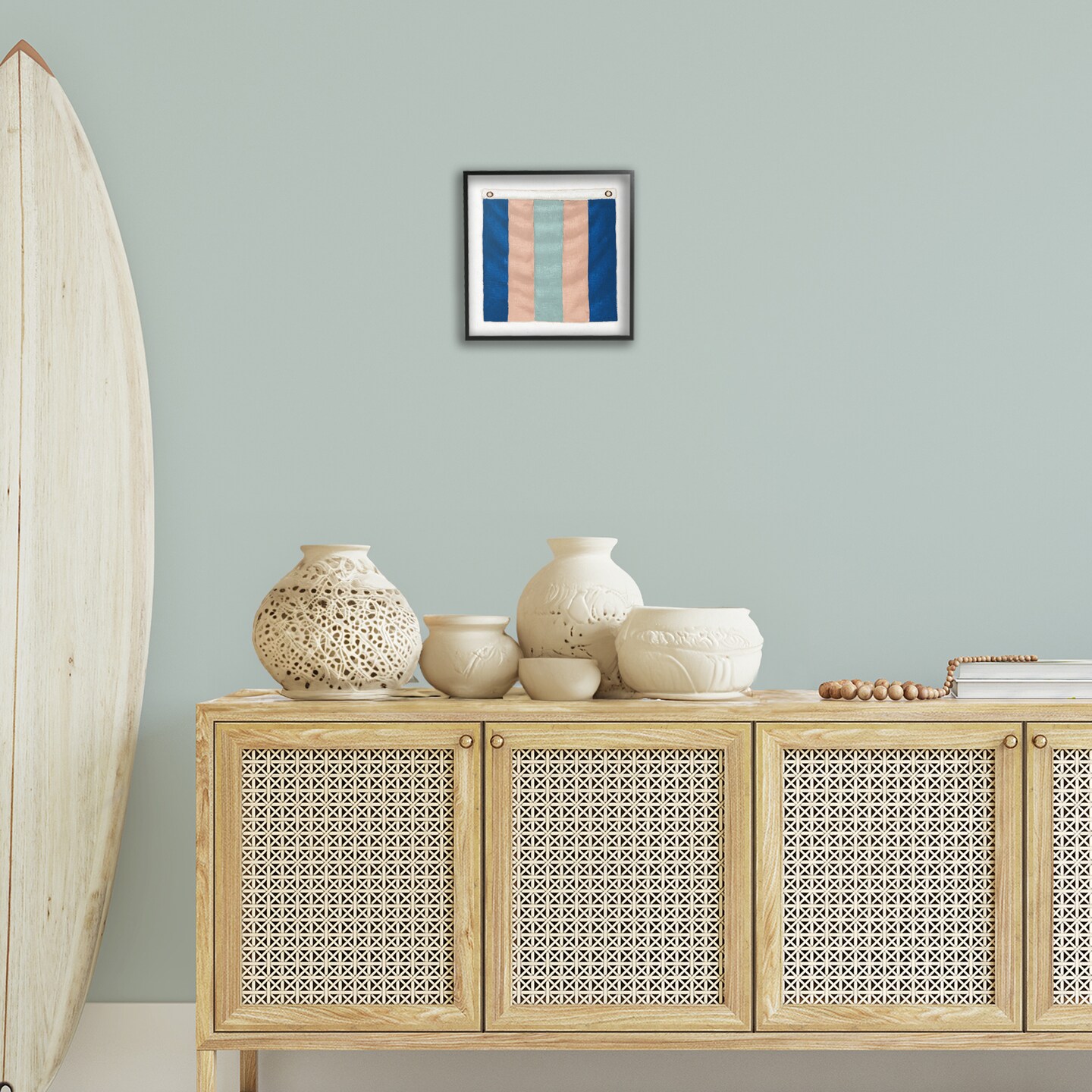 Stupell Industries Striped Nautical Flag Framed Giclee Wall Art Design by James Wiens