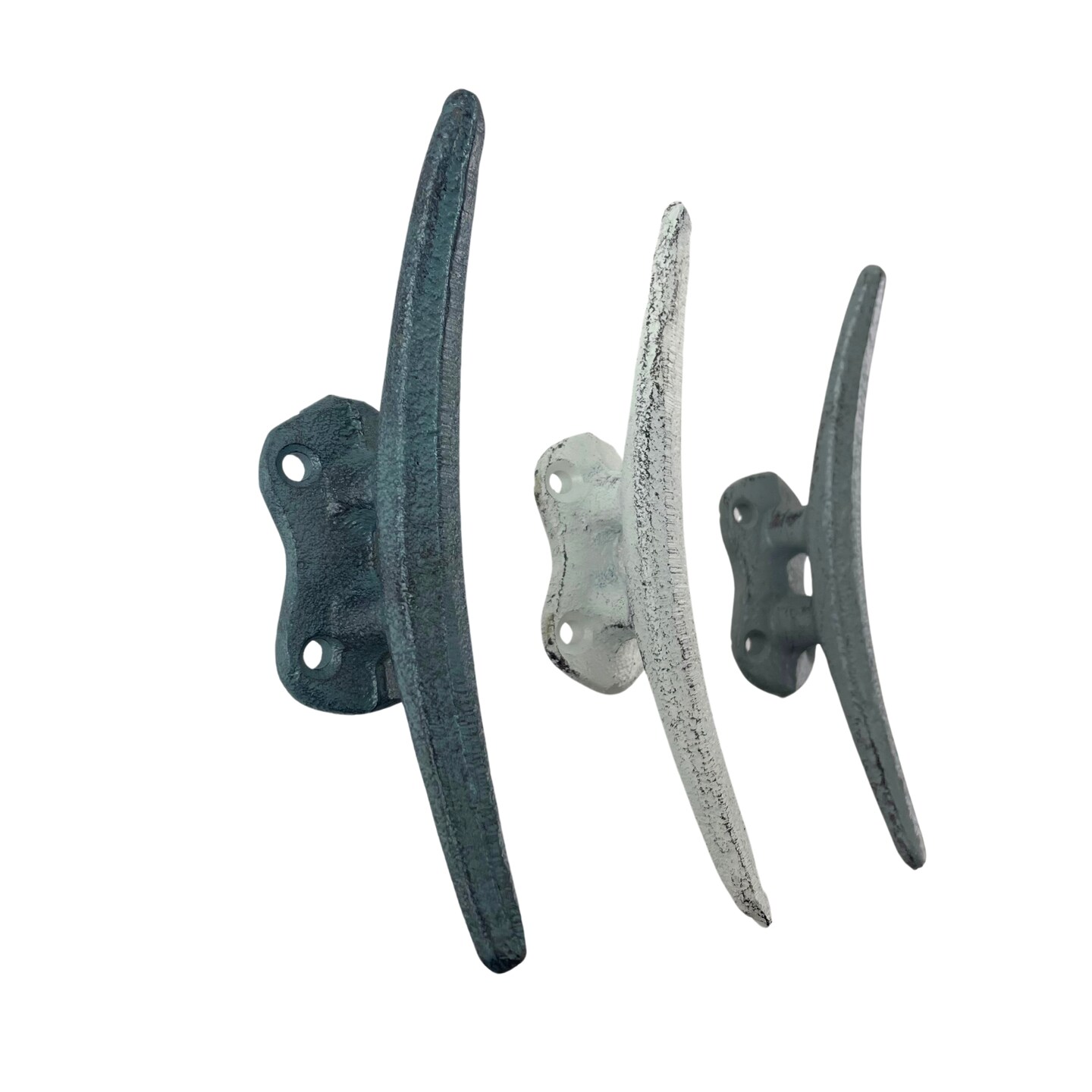 Boat Cleat Hooks in Blue, Gray, White – Nautical Décor for Towel, Key, Coat