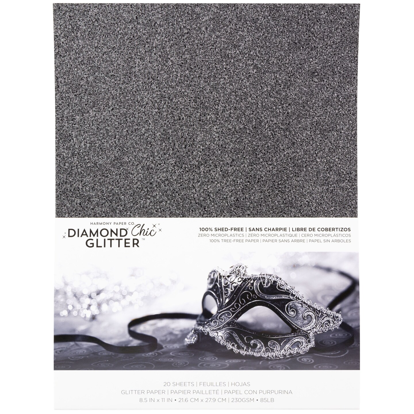 Harmony Diamond Chic Glitter Cardstock 8.5&#x22;X11&#x22; 20/Pkg-Midnight Masquerade