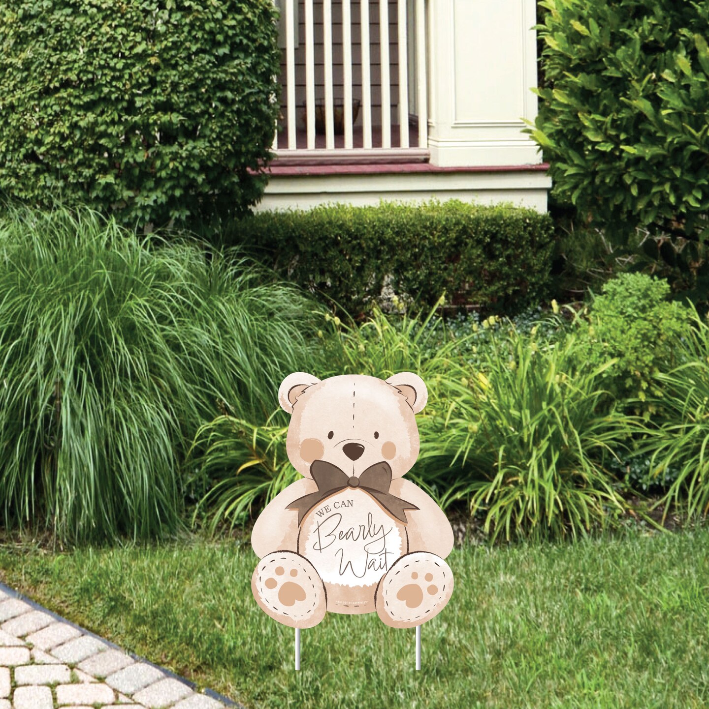 Big Dot of Happiness We Can Bearly Wait - Outdoor Lawn Sign - Teddy Bear Baby Shower Yard Sign - 1 Piece